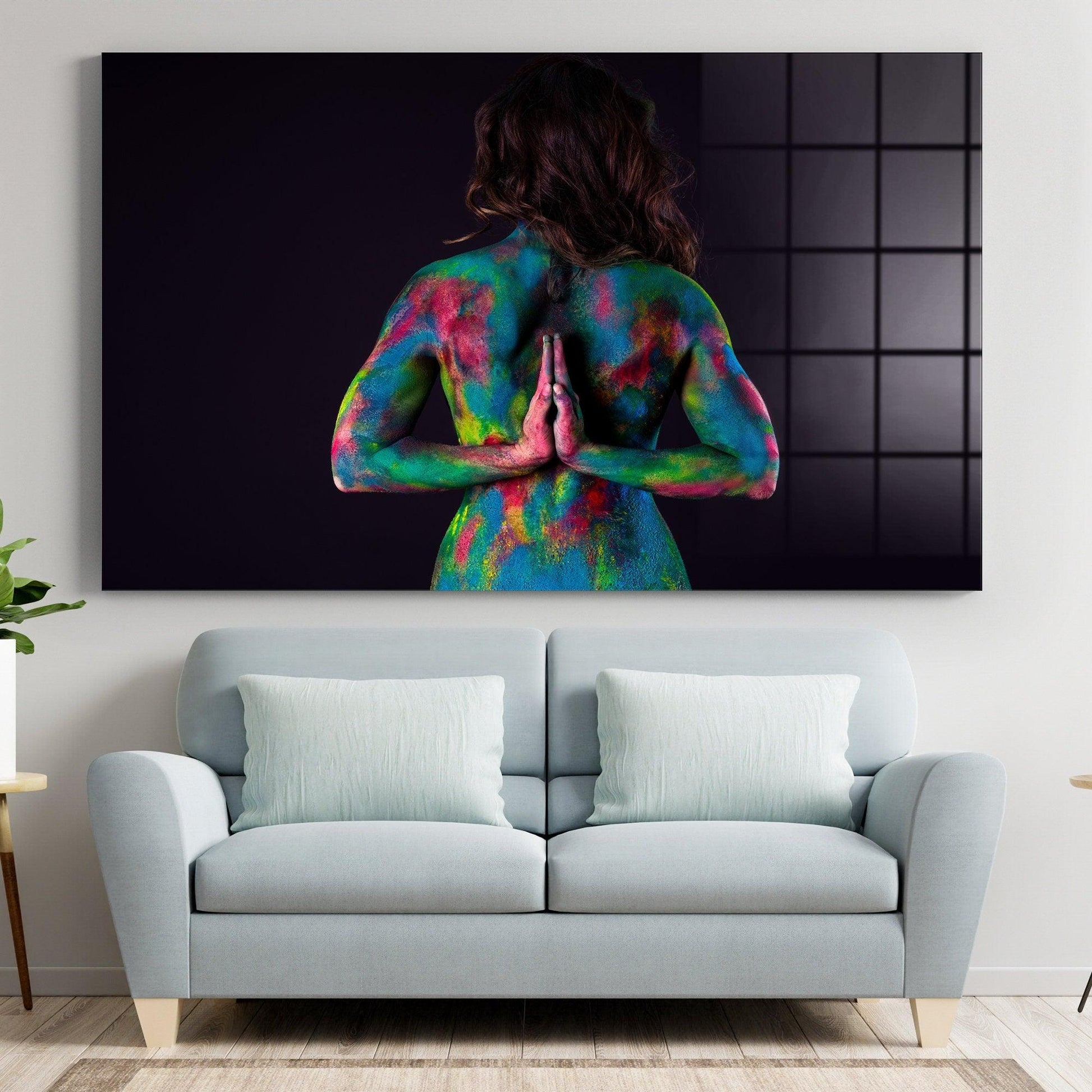 woman back canvas Wall Art | woman body artwork, woman glass wall art, woman canvas print, colorful abstract woman canvas decor