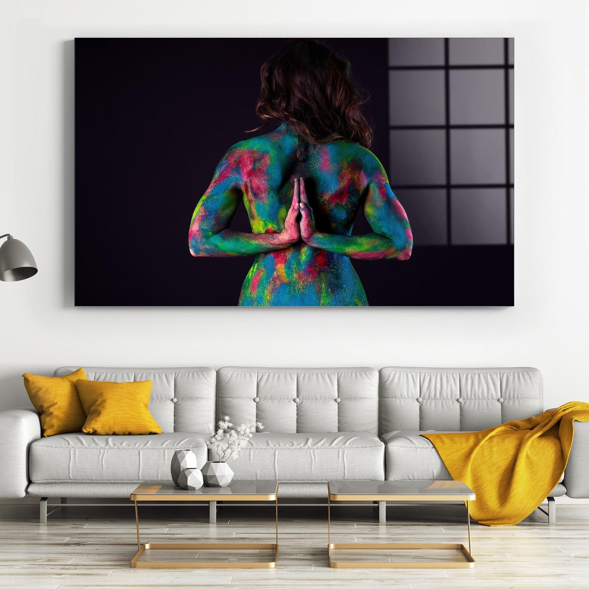 woman back canvas Wall Art | woman body artwork, woman glass wall art, woman canvas print, colorful abstract woman canvas decor