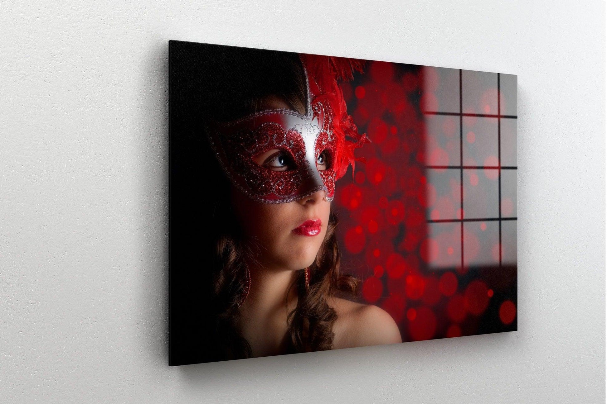 woman with mask glass wall art, Sexual Nude Perverse Art, Girl Ass In Vivid Color, Living Room Blue Canvas, Bedroom Sex Room Poster - TrendiArt