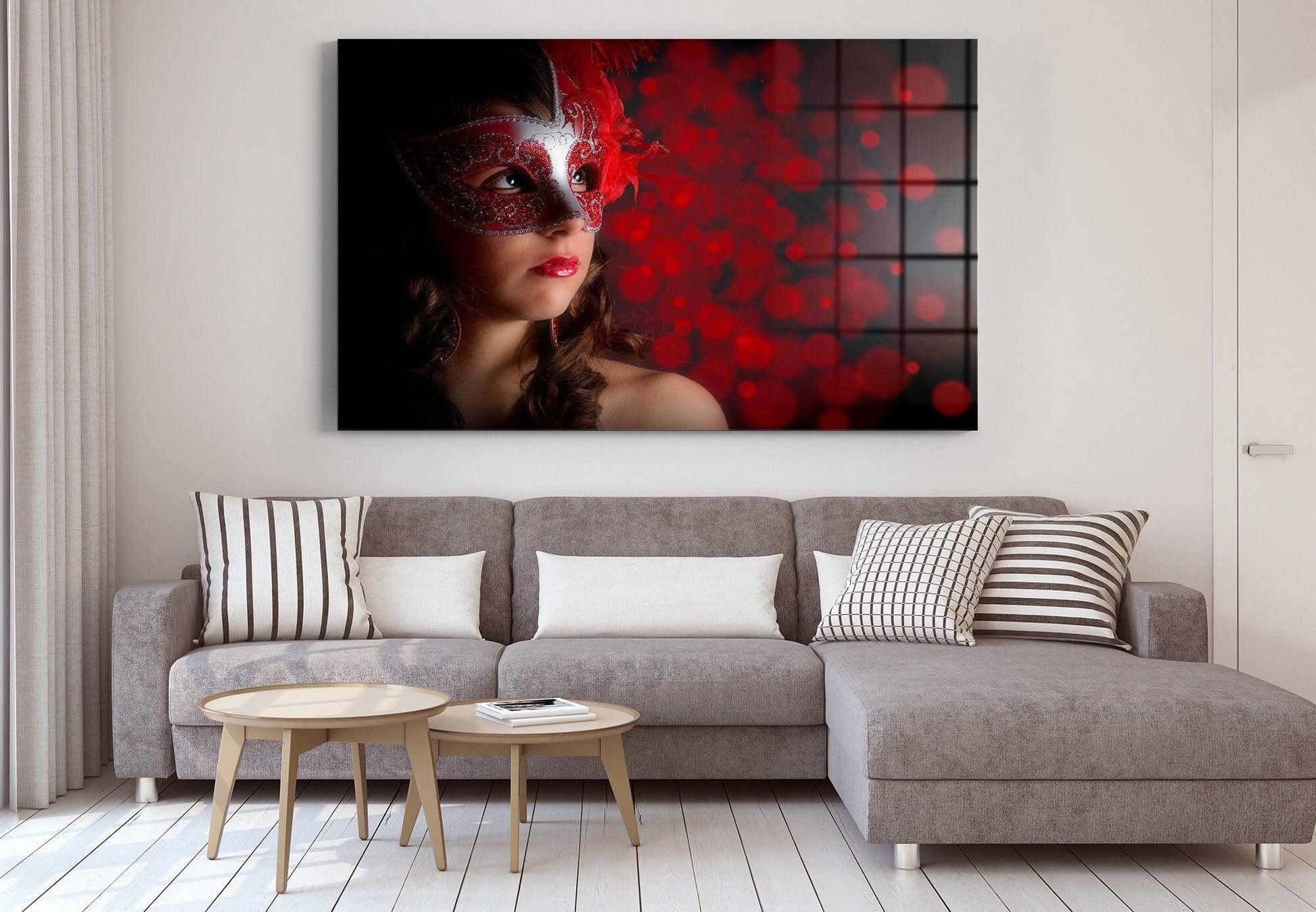 woman with mask glass wall art, Sexual Nude Perverse Art, Girl Ass In Vivid Color, Living Room Blue Canvas, Bedroom Sex Room Poster - TrendiArt