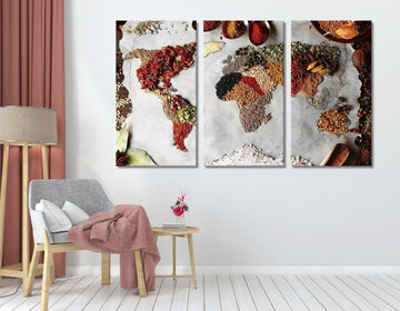 World Spice Map Canvas Wall Art |Kitchen Art World map decor, interior design, Kitchen wall decor, Wall Art Canvas, kitchen canvas art,
